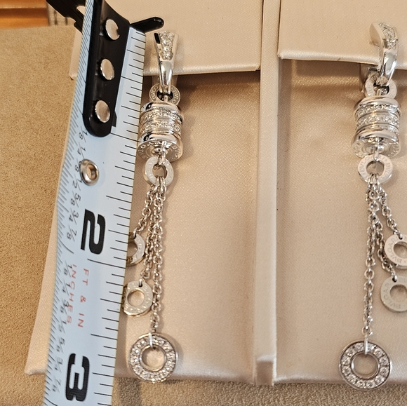 Bvlgari B.Zero White Gold 18k DIAMONDS 750 Drop Dangle Earrings 2.8 Inch Length - Picture 7 of 17